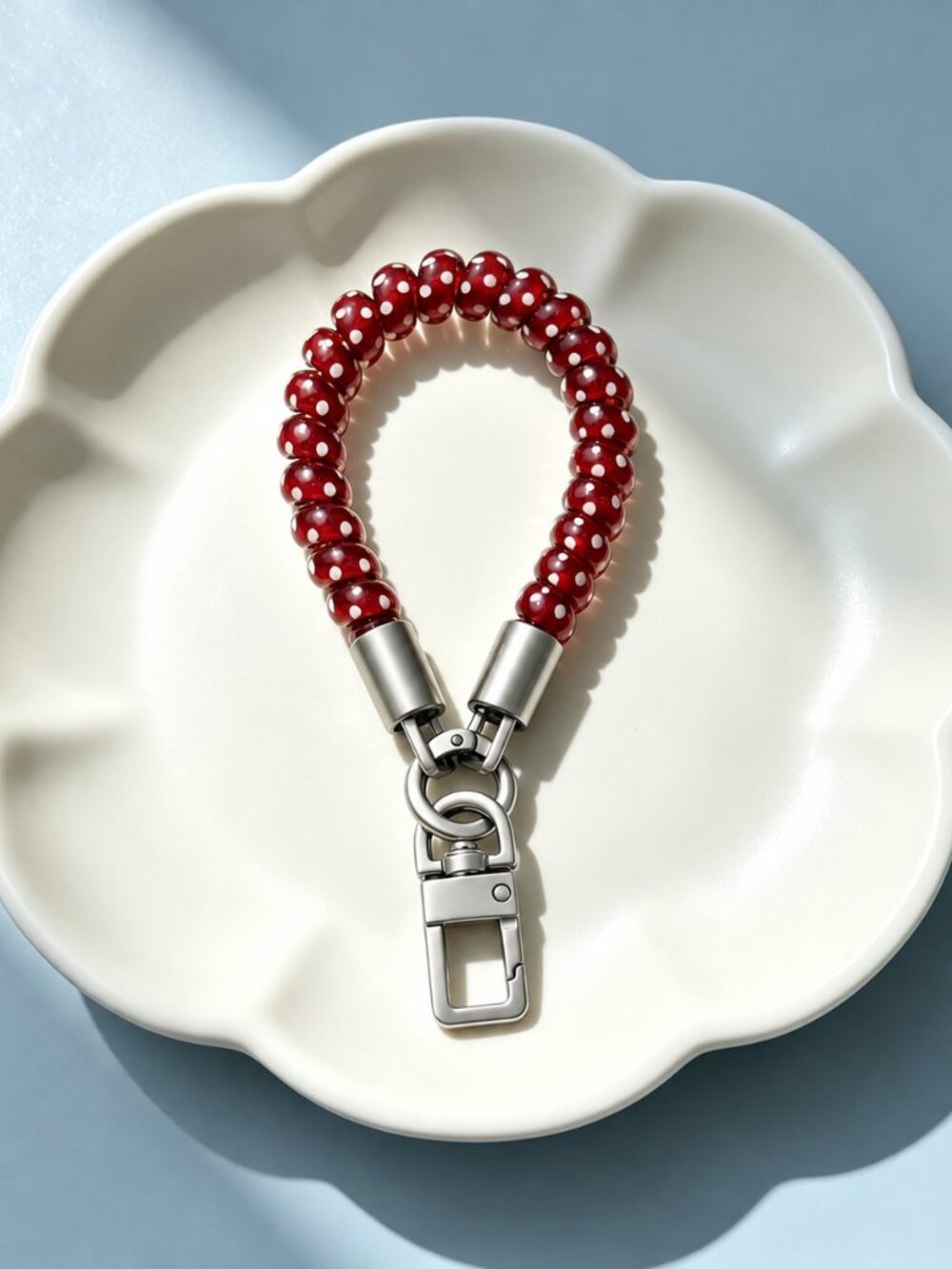 New Red Polka Dot Coil Phone Wristlet Lanyard